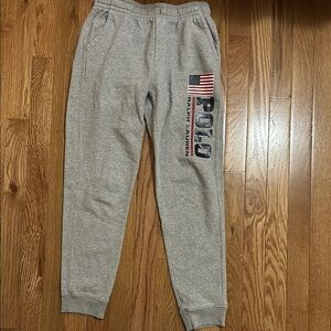 Ralph Lauren Grey Sweatpants with Flag Logo